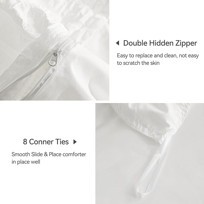 JELLYMONI Bright White Duvet Cover Twin Size, Soft Breathable Seersucker Duvet - Image 5