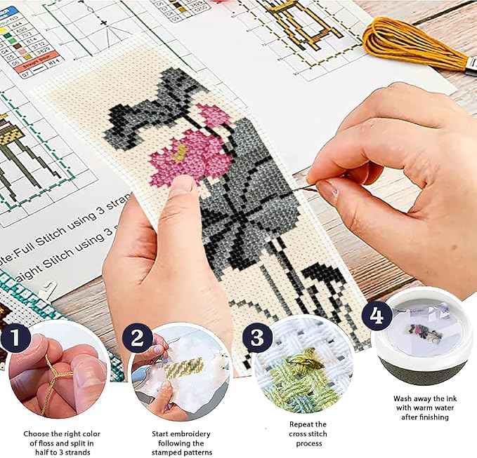 ACRNIGHEET 6PCS Cross Stitch Bookmark Kit - Image 4