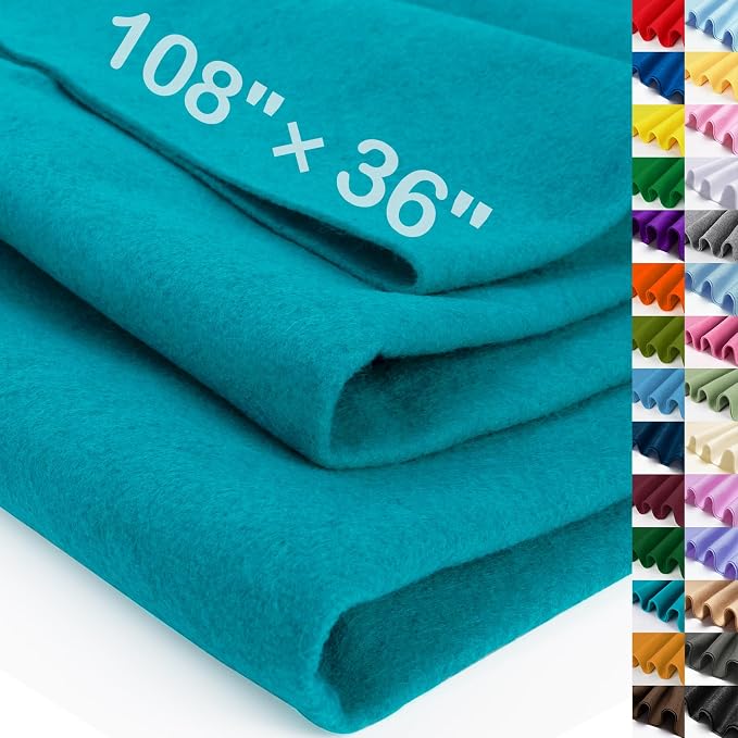 XSEINO Peacock Blue Large Felt Fabric 108" X 36 ", 1.4 mm Thick Soft Felt by XSEINOiscreating%EF%BC%81