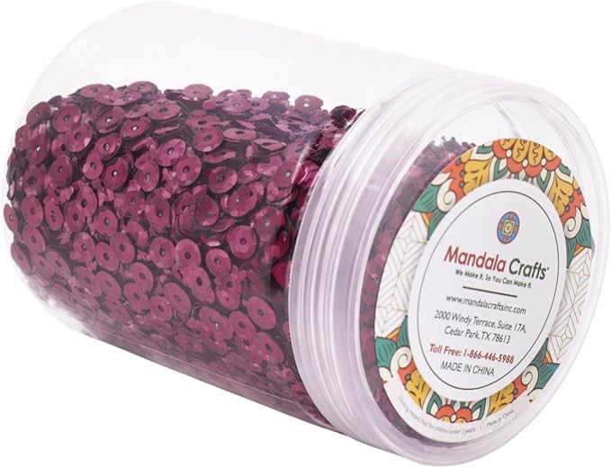 Mandala Crafts 6mm Cup Holographic Burgundy Sequins - Image 4