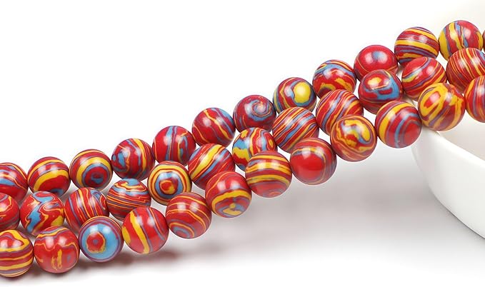 MJDCB Synthesis Colour Malachite Beads Beautiful Fashion Round Stone Beads - Image 3