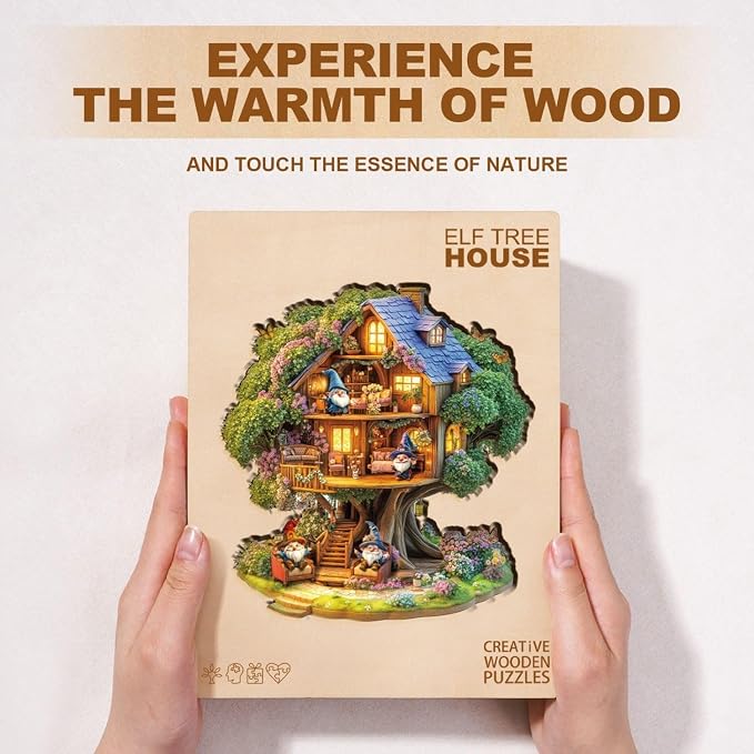 Elf Tree House Puzzles Adults Gifts Wooden 85 Pieces 8.5 * 8.2in - Image 8