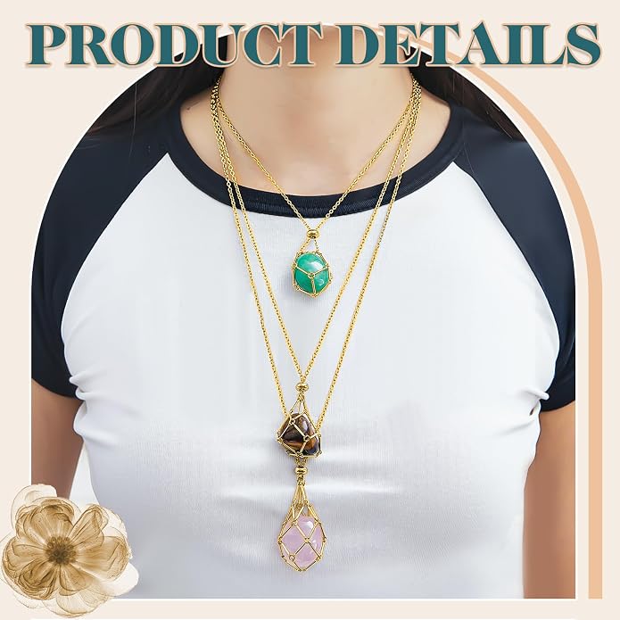 Tondiamo 3 Pcs Adjustable Crystal Necklace Holder, Titanium Alloy Empty Stone - Image 3