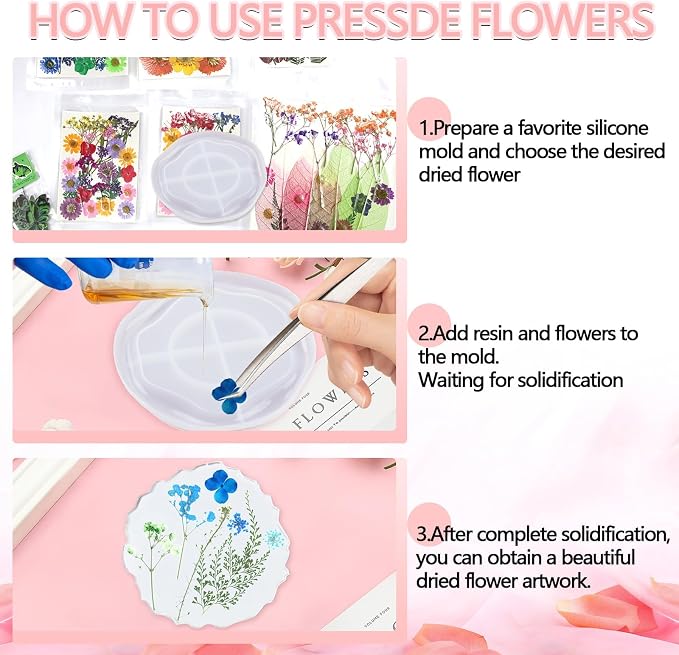 210 Pcs Dried Pressed Flowers for Resin, Dried Pressed Flowers for Crafts - Image 5