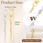 30pcs Gold & Silver Keychain Making Kit, Key Ring Swivel Snap Hook Chains - Image 2