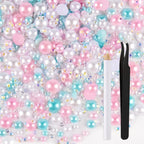 ASTARON 50g Mix Flatback Rhinestones Half Pearls by ASTARON