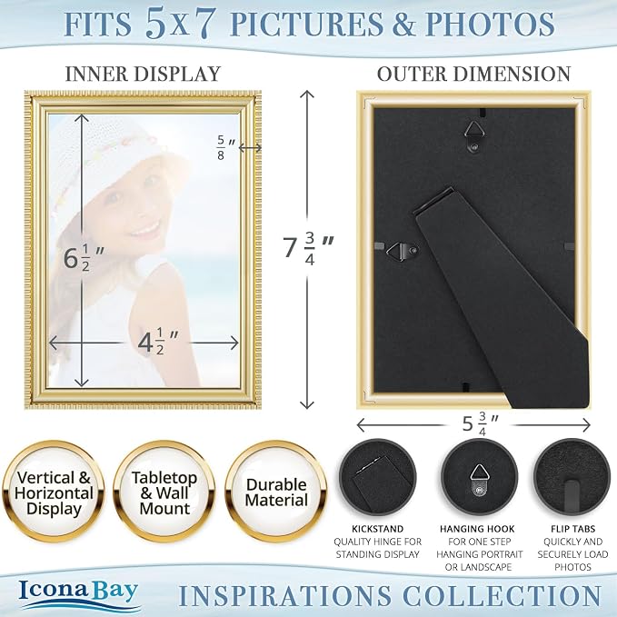 Icona Bay 5x7 Picture Frames, 6 Pack, Contemporary, Inspirations | These Icona - Image 3