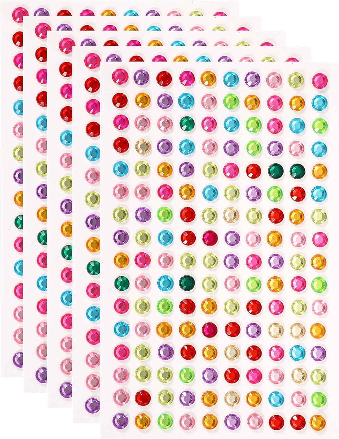 HARFINGTON 5 Sheet/800pcs Rhinestone Adhesive Stickers Self Adhesive Acrylic by HARFINGTON