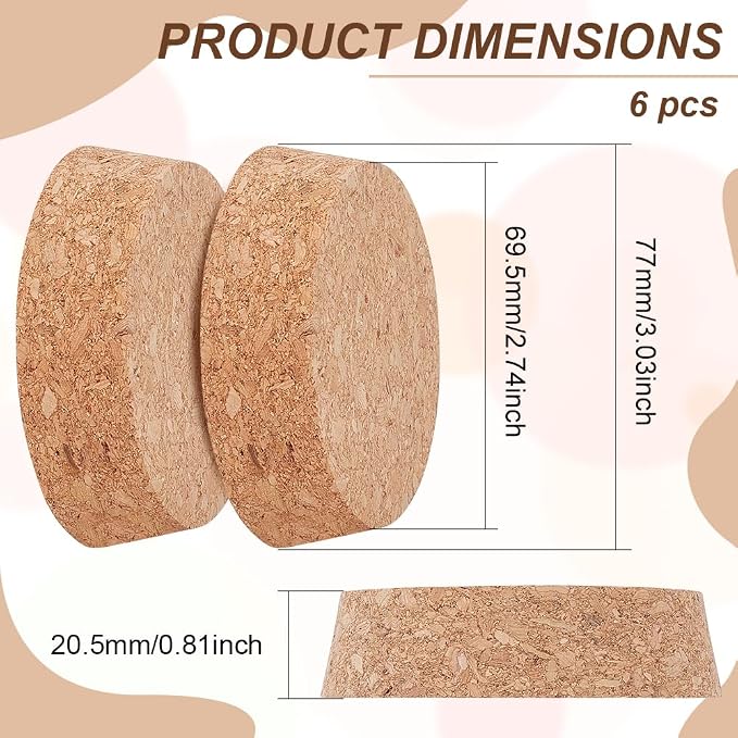BENECREAT Wooden Cork Bottle Stoppers, 3 inch Diameter | Tapered Cork Plug - Image 2