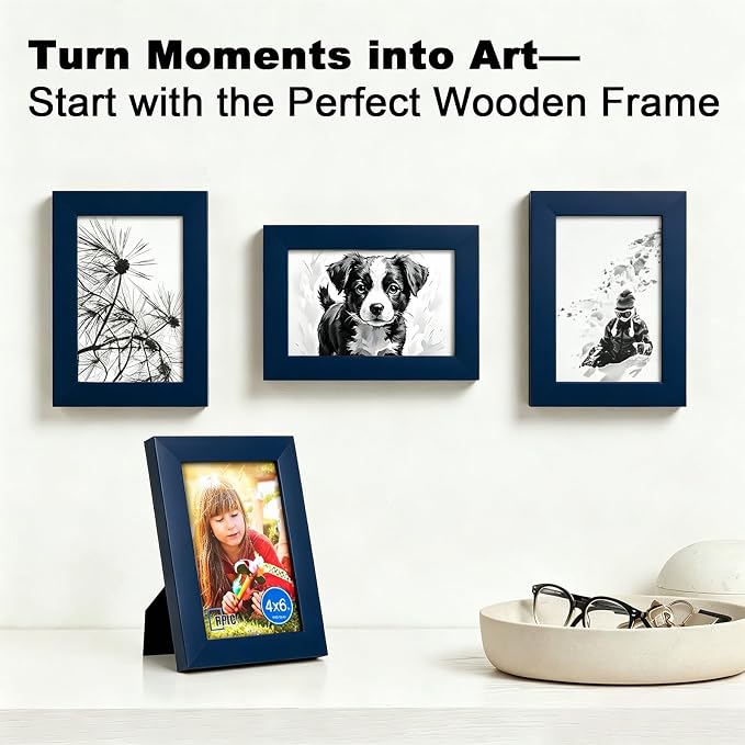 RPJC 4x6 inch Picture Frame Made of Solid Wood High Definition Glass - Image 2