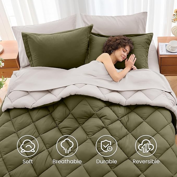 MUXHOMO 7 Pieces Queen Comforter Set, Reversible Bed in a Bag Queen Size - Image 6