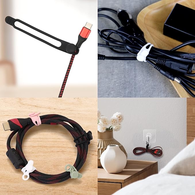 UMUST Silicone Cable Ties, Reusable Cable Management Organizer, Cord Tie - Image 6