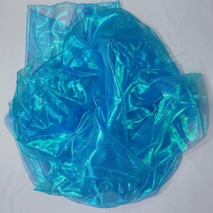 Sky Blue Iridescent Organza Fabric - Image 5