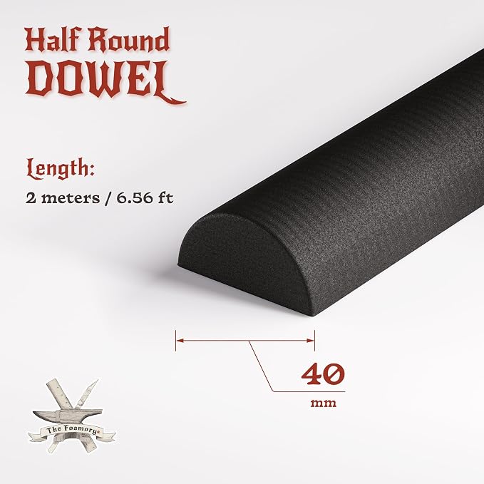 The Foamory's No Waste Half Round EVA Foam Dowel. 40mm x 2M Length. High-Density - Image 2