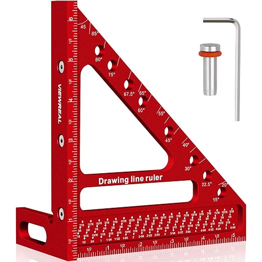 Large Carpenter Square 6.5''x5.79''Protractor Ruler by ViewReal