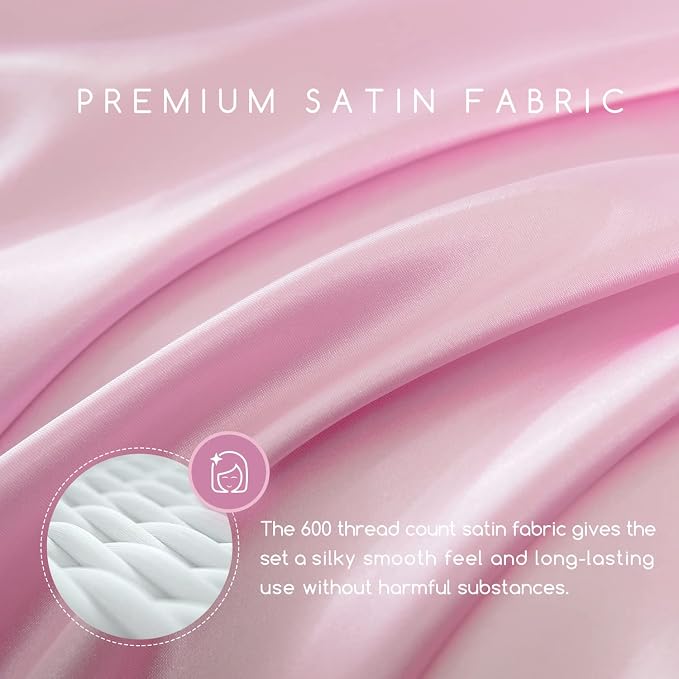 MR&HM Satin Bed Sheets, King Size Sheets Set - Image 2