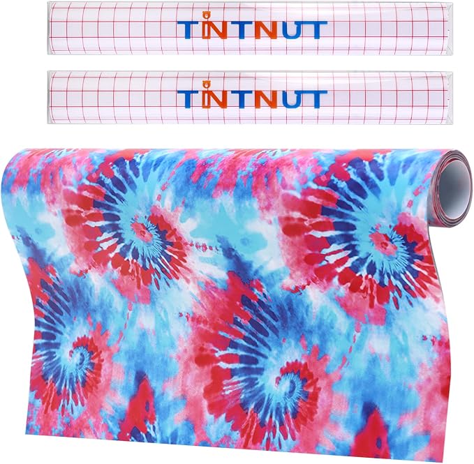 Tintnut Tie Dye Permanent Vinyl Roll 12in x 5ft Blue Red Adhesive Vinyl | Swirl by Tintnut