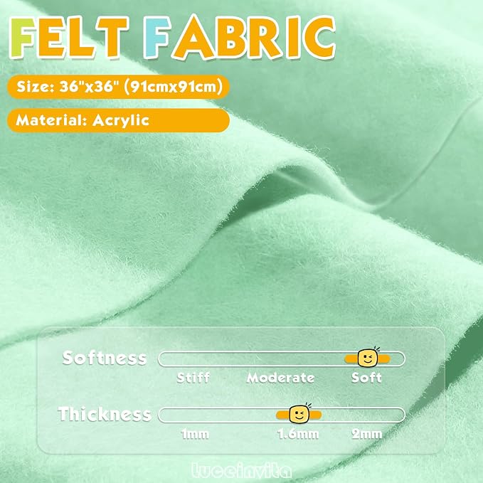 Whisper Green 36" X 36" Felt Fabric Sheet - Image 2