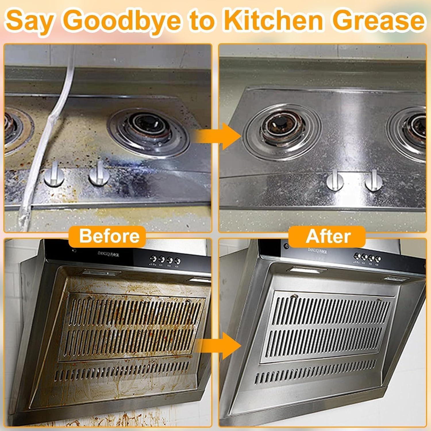 Powerful Kitchen Degreaser Foam Spray, Kitchen Heavy Oil Cleaning Agent, All Purpose Household Cleaning Spray for Oven,On All Surfaces,Lemon Fresh Scent 500ml