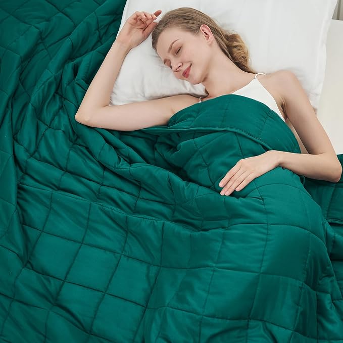 Green Weighted Blanket for Adults 15lbs, Queen Size Cooling Heavy Throw Blanket by BETU