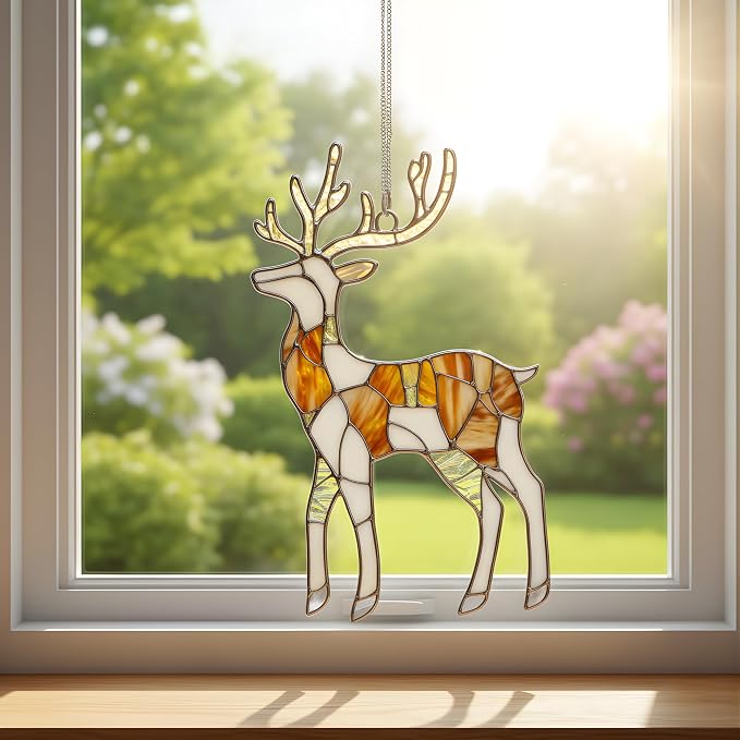 Golden Reindeer Acrylic Suncatcher - Image 3