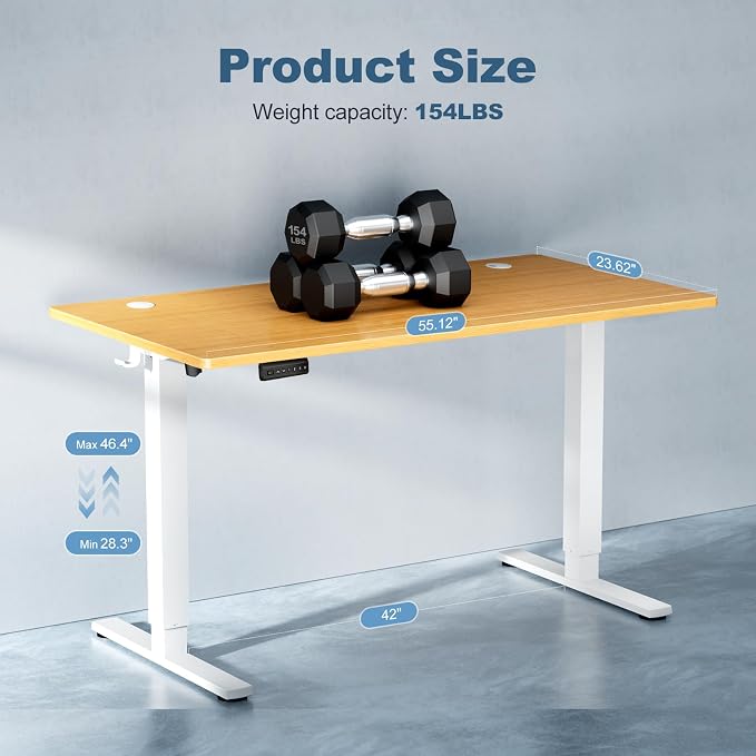 DUMOS 55 Inch Electric Standing Desk Height Adjustable, Sit to Stand Computer - Image 3