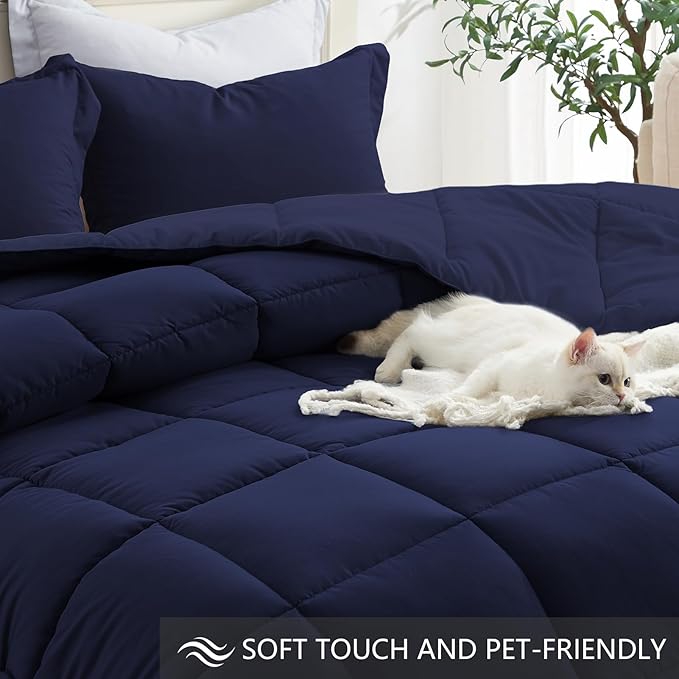 Homelike Moment California King Comforter Set Navy Blue, Lightweight Cal King - Image 4