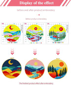 Zhenqing Sun Moon Landscape Stamped Cross Stitch Kit, 3 Pack 11CT Printed - Image 6