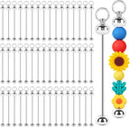 50 PCS Blank Beadable Keychain Bars, Metal DIY Bead Keychain Key Chain Making by Unknown