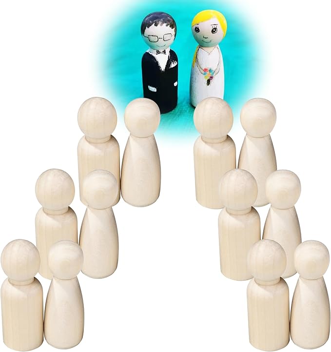 22PCS 2.55′′ Unfinished Natural Wooden Peg Dolls, Little Wooden peg People by QDXATIVP