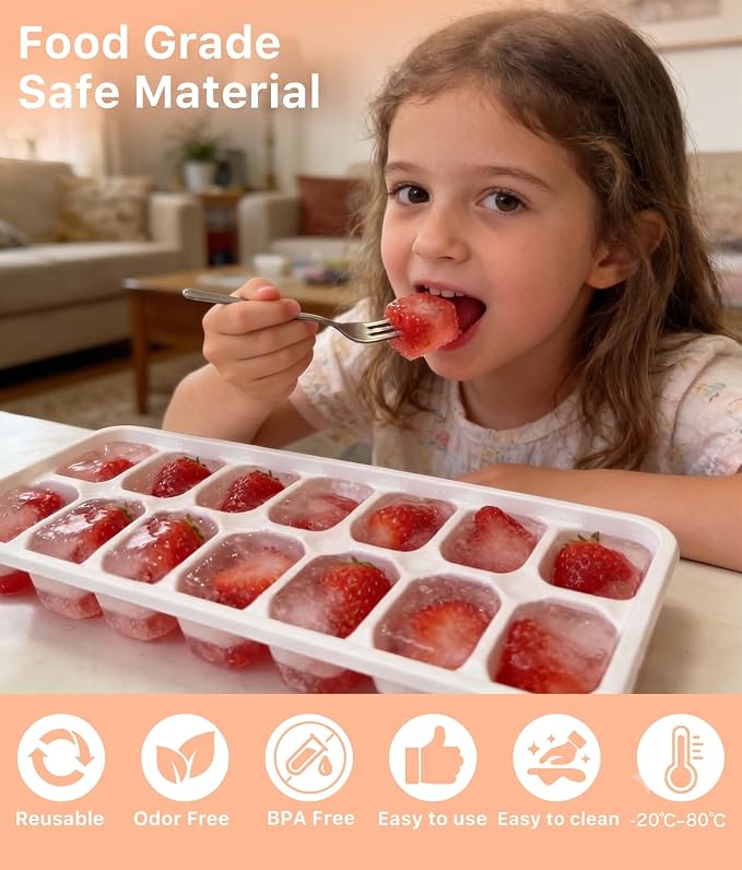 Ice Cube Trays with Lids for Freezer, 4 Pack Silicone Set, 56 Cubes | BPA-free - Image 2