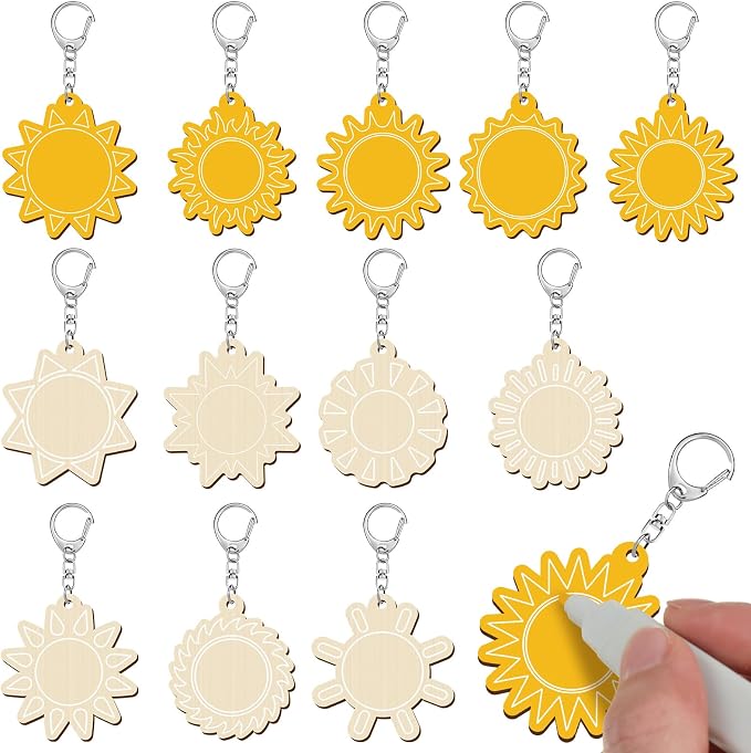 RattanView 24 Pcs Sun Craft DIY Wooden Sun Expressions Kits Color Your Own by RattanView