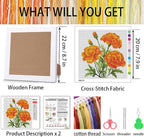 Marigold Cross Stitch Kits for Beginner, Flowers Stamped Cross Stitch Kits - Image 3