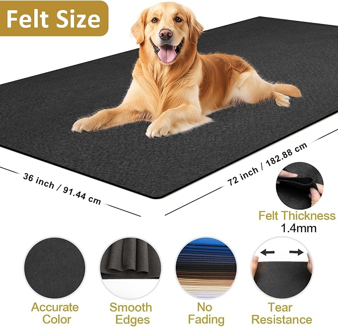 XSEINO Black Large Felt Fabric 72" X 36 ", 1.4 mm Thick Soft Felt Fabric Sheet - Image 2