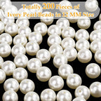 Pearl Beads for Craft, Anezus 200pcs Ivory Faux Fake Pearls, 12 MM Sew on Pearl - Image 4
