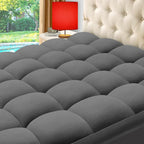 ELEMUSE King Grey Cooling Bamboo Viscose Mattress Topper by ELEMUSE
