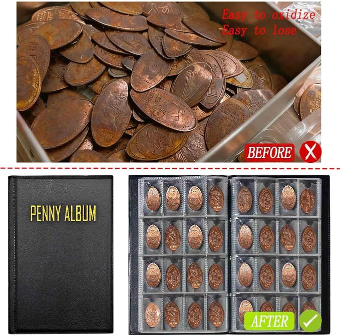 192-Pocket Penny Album, Compact Pressed Penny Collector Book, Durable Black - Image 6