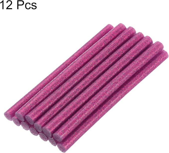uxcell Mini Hot Glue Sticks for Glue Gun 11mm x 100mm Glitter Rose Red 12pcs - Image 3
