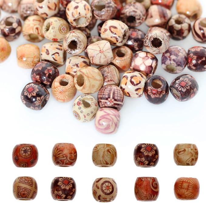 200pcs Mixed Painted Barrel Wood Spacer Beads, BetterJonny 17x16mm Round by BetterJonny