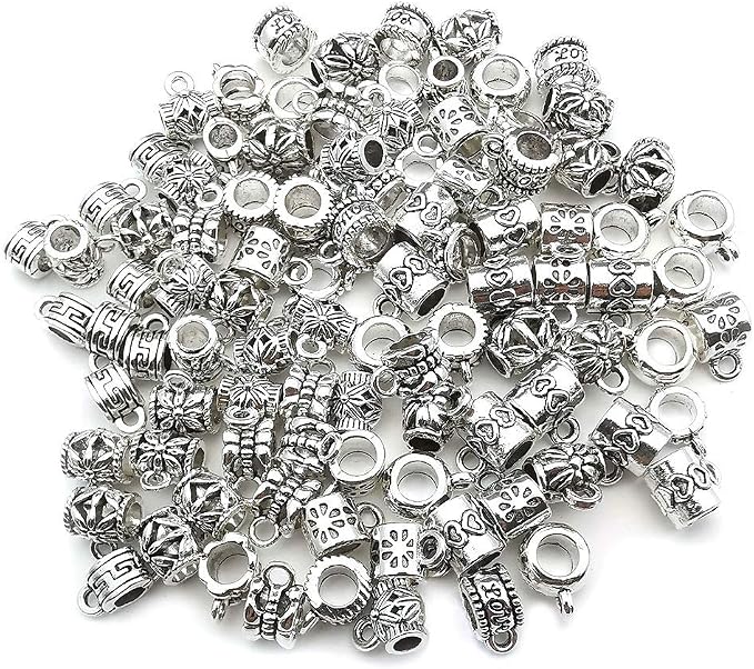 100 pcs Clasp Bail Beads Charms, Bail Tube Beads, Loose Spacer Bead, Bead - Image 3