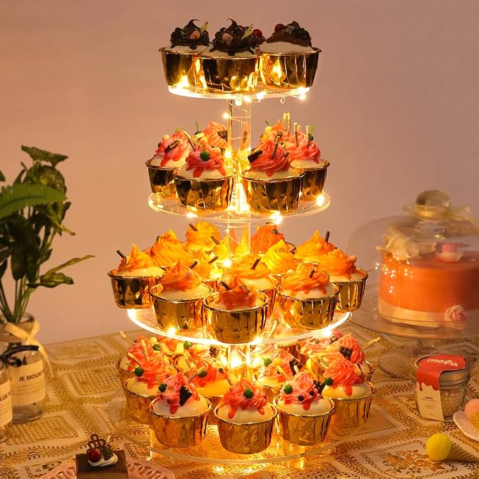 YestBuy 4 Tier Round Cupcake Stand, Cupcake Holder, 4 Tier Cupcake Tray - Image 7