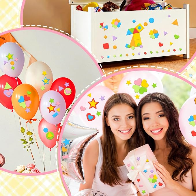 3400Pcs Foam Stickers Foam Shape Stickers Heart Star Square Geometric Sticker - Image 6