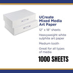 UCREATE Mixed Media Paper, Heavyweight, 500 Sheets/Pack, 2 Packs | Sulphite Art - Image 2