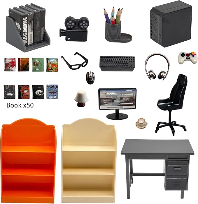 1:12 Scale Dollhouse Furniture, Miniature Office Furniture Set, 80+ Pcs - Image 5