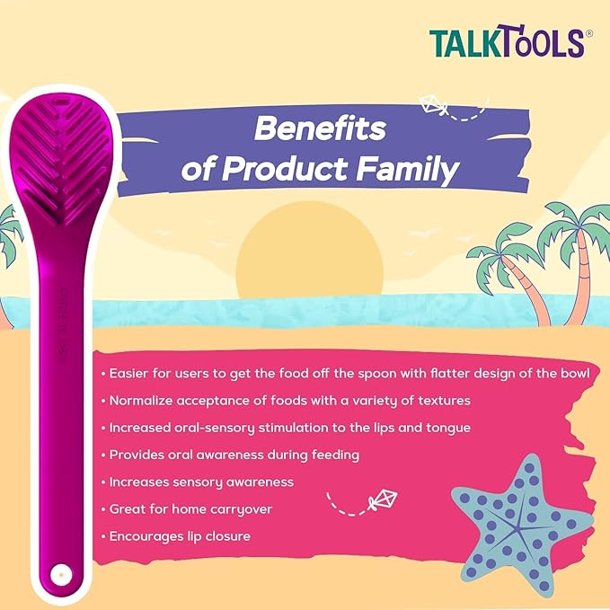 TalkTools Magenta Spoons Bumpy | Silicone Self-Feeding Utensils Set for Kid and Toddler | Encourages Lip Closure | Oral Awareness | Normalize Food Texture Acceptance (Bumpy, 6 Pack)
