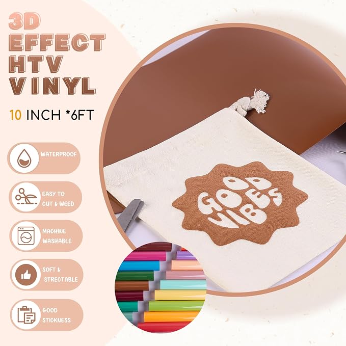 Tintnut French Beige Puff Heat Transfer Vinyl Roll, easy cut & weed, stretch - Image 2