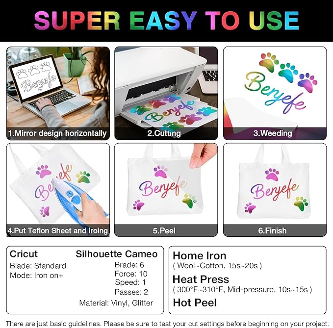 TORC Metallic HTV Heat Transfer Vinyl Roll 12" X 5FT Pearl Iridescent Iron on - Image 5