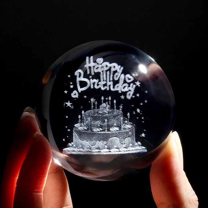 MAIBAOTA Birthday Decor Crystal Ball 2.4 Inches Glass Ball Birthday Gifts - Image 4