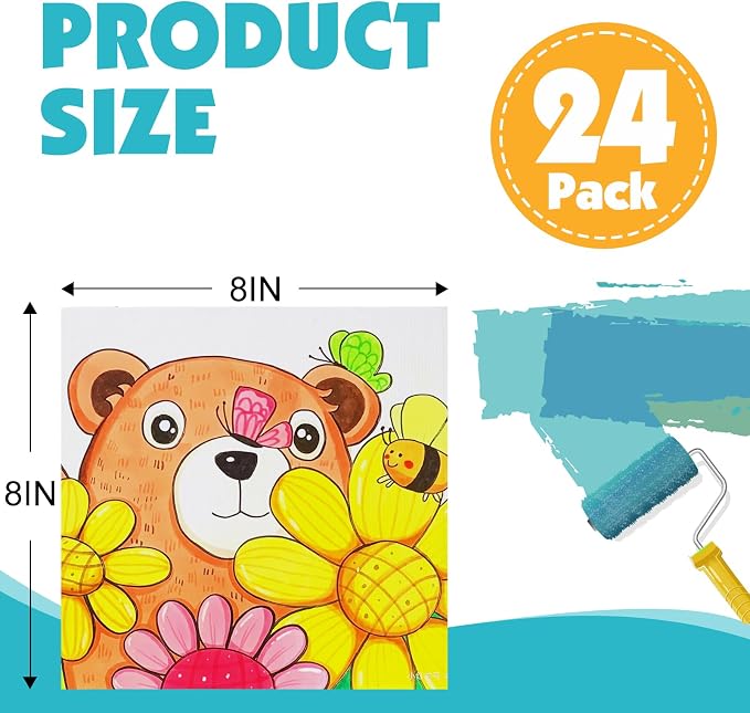 ESRICH Canvas for Painting, 24 Pack Square Canvas Boards for Painting 8x8 - Image 2
