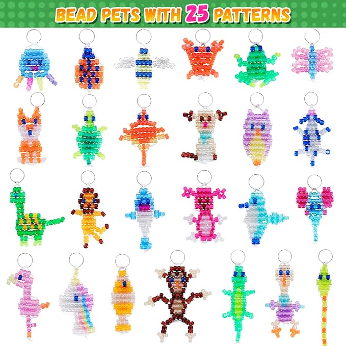Pony Beads Kit for Keychain Making, Glow in the Dark Bead Pets for Kids - Image 7